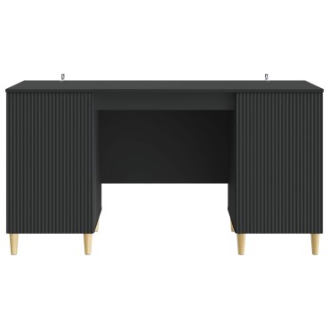 vidaXL Γραφείο με ράφι Μαύρο 142,5x50x75cm Επεξεργασμένο Ξύλο 1 τεμ.