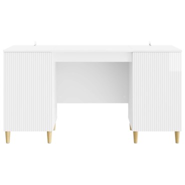 vidaXL Γραφείο Γυαλιστερό Λευκό 142,5x50x75cm Επεξεργασμένο Ξύλο 1 τεμ.