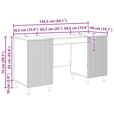 vidaXL Γραφείο Γυαλιστερό Λευκό 142,5x50x75cm Επεξεργασμένο Ξύλο 1 τεμ.