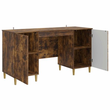 vidaXL Γραφείο με ράφι Καπνισμένο Ξύλο Δρυός 142,5x50x75cm 1 τεμ.