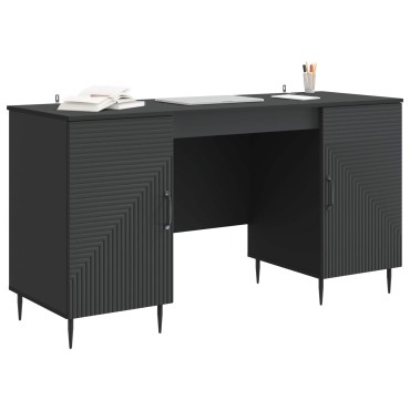 vidaXL Γραφείο με ράφι Μαύρο 142,5x50x75cm Επεξεργασμένο Ξύλο 1 τεμ.