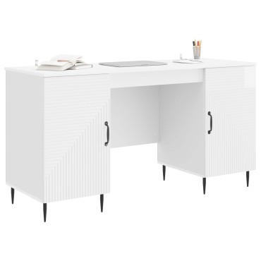 vidaXL Γραφείο Γυαλιστερό Λευκό 142,5x50x75cm Επεξεργασμένο Ξύλο 1 τεμ.