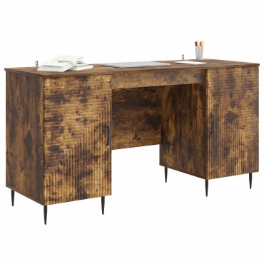 vidaXL Γραφείο με ράφι Καπνισμένο Ξύλο Δρυός 142,5x50x75cm 1 τεμ.