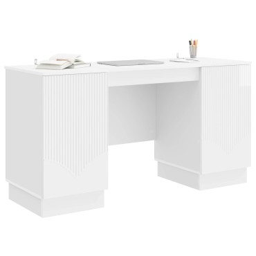 vidaXL Γραφείο Γυαλιστερό Λευκό 142,5x50x75cm Επεξεργασμένο Ξύλο 1 τεμ.