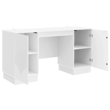 vidaXL Γραφείο Γυαλιστερό Λευκό 142,5x50x75cm Επεξεργασμένο Ξύλο 1 τεμ.