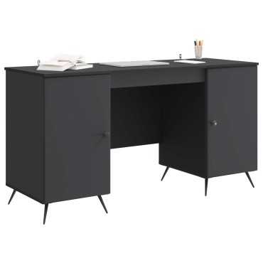 vidaXL Γραφείο με ράφι Μαύρο 142,5x50x75cm Επεξεργασμένο Ξύλο 1 τεμ.