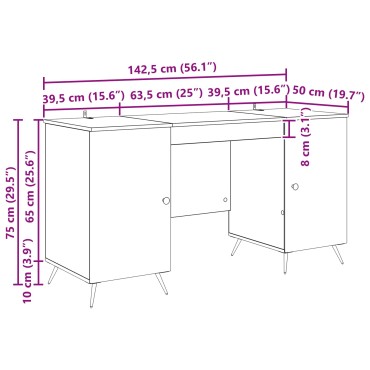 vidaXL Γραφείο Sonoma Δρυς 142,5x50x75cm Επεξεργασμένο Ξύλο 1 τεμ.