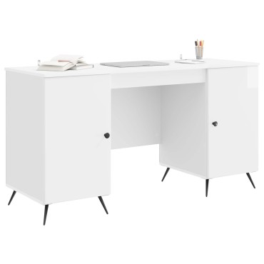 vidaXL Γραφείο Γυαλιστερό Λευκό 142,5x50x75cm Επεξεργασμένο Ξύλο 1 τεμ.