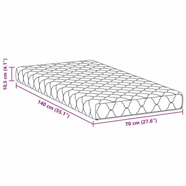 vidaXL Στρώμα Λευκό 70x140cm Ζακάρ ύφασμα 1 τεμ. - Μονό