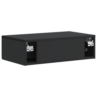 vidaXL Τραπεζάκι Τοίχου Μαύρο 59x34,5x17cm Επεξεργασμένο Ξύλο