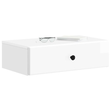 vidaXL Τραπεζάκι Τοίχου Γυαλιστερό Λευκό 59x34,5x17cm