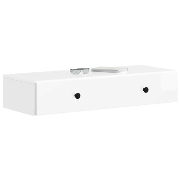 vidaXL Τραπεζάκι Τοίχου Γυαλιστερό Λευκό 87,5x34,5x17cm