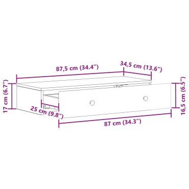 vidaXL Τραπεζάκι Τοίχου Παλαιωμένο ξύλο 87,5x34,5x17cm