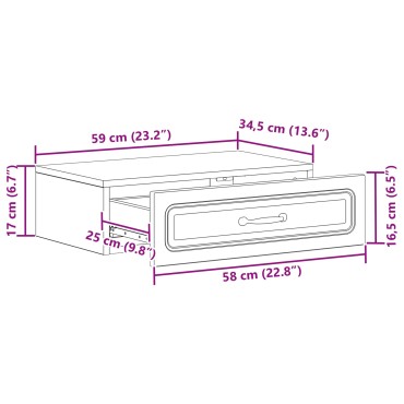 vidaXL Τραπεζάκι Τοίχου Καπνισμένο Ξύλο Δρυός 59x34,5x17cm