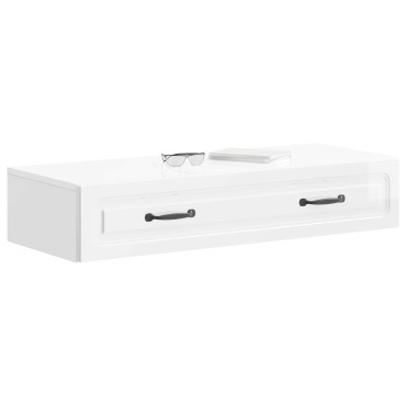 vidaXL Τραπεζάκι Τοίχου Γυαλιστερό Λευκό 87,5x34,5x17cm