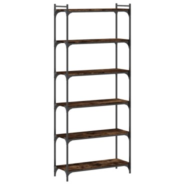 vidaXL Βιβλιοθήκη 6 Επιπέδων Καπνιστή Δρυς 80x30x188cm Επεξεργ. Ξύλο 1 τεμ.