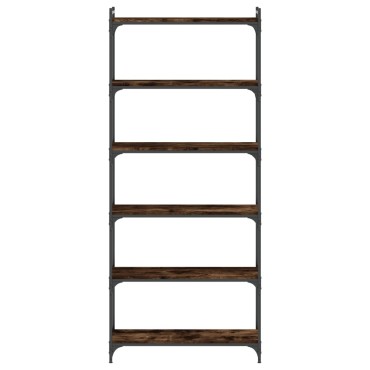 vidaXL Βιβλιοθήκη 6 Επιπέδων Καπνιστή Δρυς 80x30x188cm Επεξεργ. Ξύλο 1 τεμ.