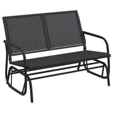 vidaXL Παγκάκι Κήπου Κουνιστό Μαύρο 120,5x76x86,5 εκ. Textilene/Ατσάλι