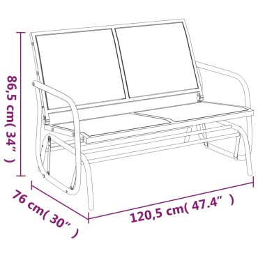 vidaXL Παγκάκι Κήπου Κουνιστό Μαύρο 120,5x76x86,5 εκ. Textilene/Ατσάλι