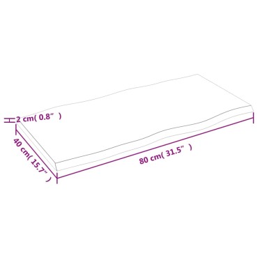 vidaXL Επιφ Τραπεζιού Αν Καφέ 80x40x2cm Επ Μασίφ Ξύλο Δρυός Live Edge 1 τεμ.