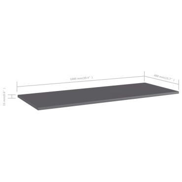 vidaXL Ράφια Βιβλιοθήκης 4 τεμ. Γυαλ. Γκρι 100x40x1,5cm Μοριοσανίδα
