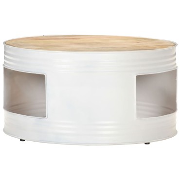 vidaXL Τραπέζι Σαλονιού Λευκό 68x68x36cm από Μασίφ Ξύλο Μάνγκο 1 τεμ.