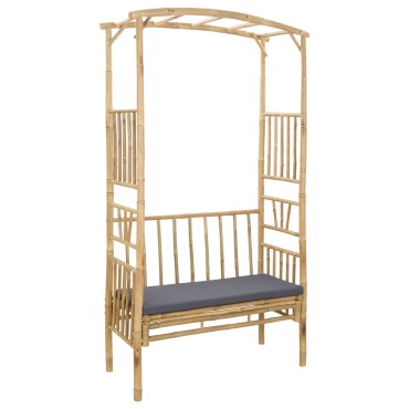 vidaXL Κήπος Καμάρα με Παγκάκι Σκούρο Γκρι 115 x 50 x 205 εκ. Μπαμπού