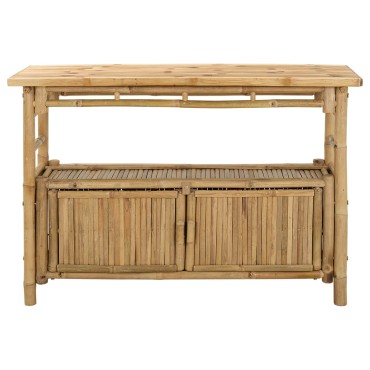 vidaXL Τραπέζι κονσόλας με ράφι Φυσικό 110x35x75cm Μπαμπού