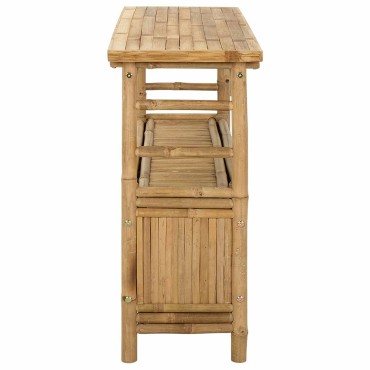 vidaXL Τραπέζι κονσόλας με ράφι Φυσικό 110x35x75cm Μπαμπού