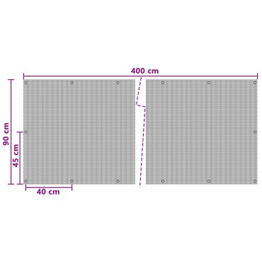 vidaXL Οθόνη Μπαλκονιού με Ενσωμάτωτα Μάτια 400x90cm Ανθρακί