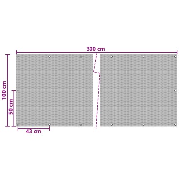 vidaXL Οθόνη Μπαλκονιού με Ενσωμάτωτα Μάτια 300x100cm Μαύρο