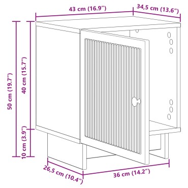 vidaXL Κομοδίνο Καπνισμένο Ξύλο Δρυός 43x34,5x50 εκ 1 τεμ.