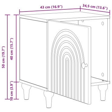 vidaXL Κομοδίνο Καπνισμένο Ξύλο Δρυός 43x34,5x50 εκ 1 τεμ.