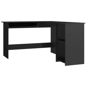 vidaXL Γραφείο Γωνιακό Γυαλιστερό Μαύρο 120x140x75cm Μοριοσανίδα 1 τεμ.