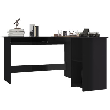 vidaXL Γραφείο Γωνιακό Γυαλιστερό Μαύρο 120x140x75cm Μοριοσανίδα 1 τεμ.