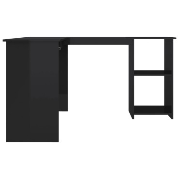 vidaXL Γραφείο Γωνιακό Γυαλιστερό Μαύρο 120x140x75cm Μοριοσανίδα 1 τεμ.