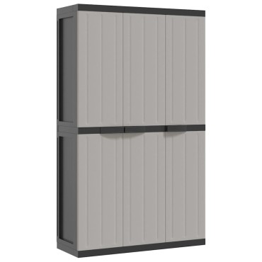vidaXL Ντουλάπι Αποθ. Εξ. Χώρου Γκρι/Μαύρο 97x37x165cm Πολυπροπυλένιο 1 τεμ.