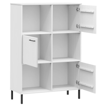 vidaXL Βιβλιοθήκη OSLO Λευκή 90x35x128,5cm Μασίφ Ξύλο με Μετ. Πόδια 1 τεμ.