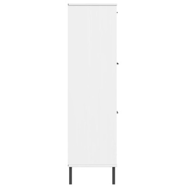 vidaXL Βιβλιοθήκη OSLO Λευκή 90x35x128,5cm Μασίφ Ξύλο με Μετ. Πόδια 1 τεμ.