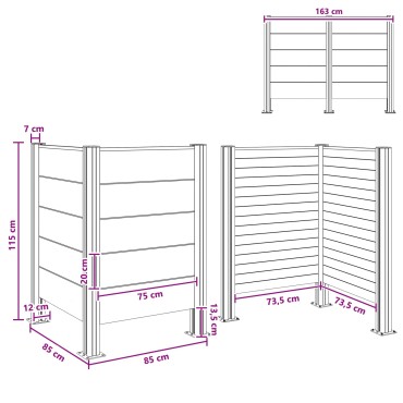 vidaXL Φράχτης Σκουπιδιών Καφέ 85 x 85 x 115 cm Αλουμίνιο και WPC