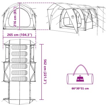vidaXL Σκηνή τούνελ Πράσινο 562 x 265 x 216 εκ