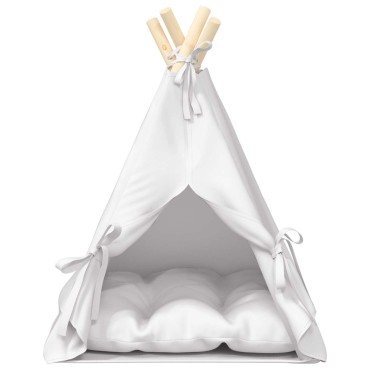 vidaXL Teepee για κατοικίδια με μαξιλάρι Λευκό 40 x 40 x 50 cm
