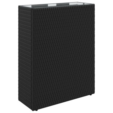vidaXL Ψηλός γλάστρα Μαύρο 55 x 22 x 70 εκ συνθετικό ρατάν