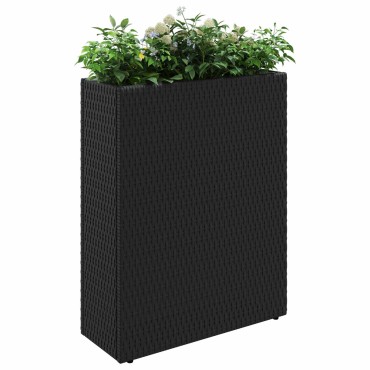 vidaXL Ψηλός γλάστρα Μαύρο 55 x 22 x 70 εκ συνθετικό ρατάν