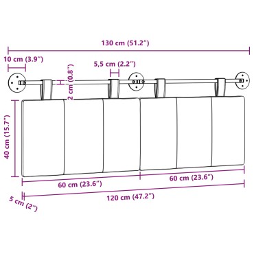 vidaXL Κεφαλάρι κρεβατιού κρεμαστό Ύφασμα 130x55x5cm 1 τεμ.