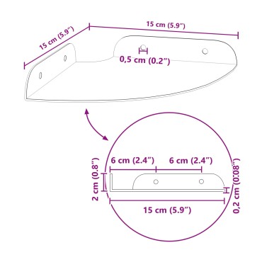 vidaXL Floating Ράφι Γωνίας 2 τεμ. Λευκός 15x15x2cm