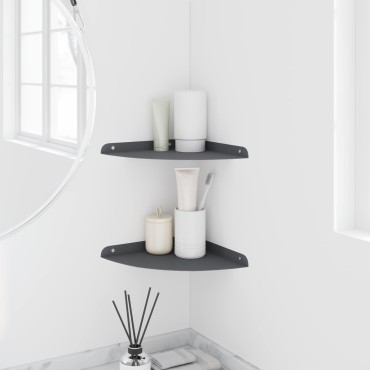 vidaXL Floating Ράφι Γωνίας 2 τεμ. Ανθρακί 24x24x2 εκ