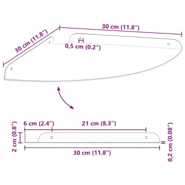 vidaXL Floating Ράφι Γωνίας 4 τεμ. Μαύρο 30x30x2cm
