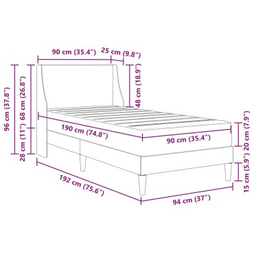 vidaXL Σκελετός κρεβατιού με στρώμα Μαύρο 90 x 190 cm Πολυεστέρας