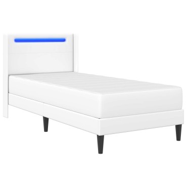 vidaXL Σκελετός κρεβατιού με στρώμα Λευκό 100 x 200 cm Τεχνητό Δέρμα